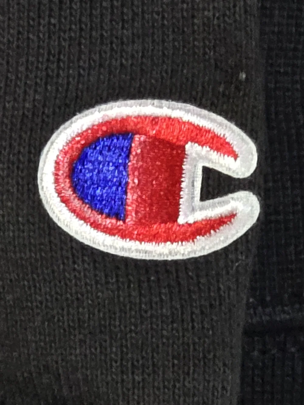 Champion Men's Black Crewneck Sweatshirt with White Logo